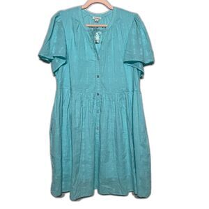 Sundance Sienna Breeze Mini Shift Dress - Aqua Blue 100% Cotton - Medium NWOT